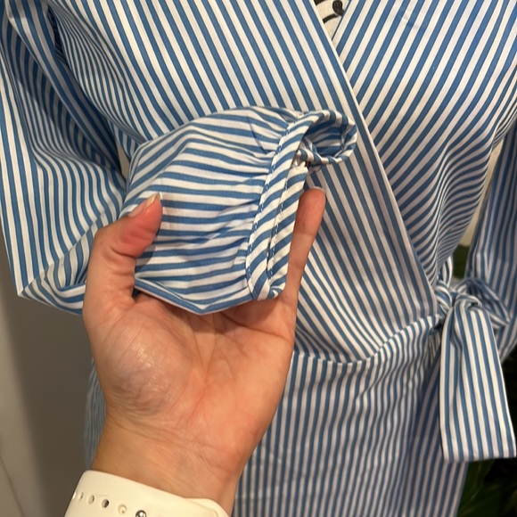 🌸Host pick-NWT J. Crew wrap striped dress light blue white lined 2 small medium - Picture 3 of 7